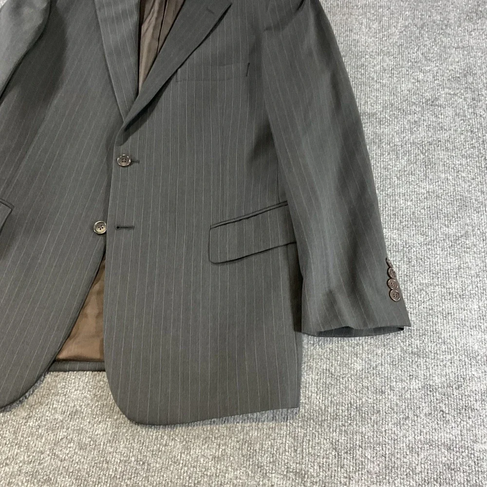 Brooks Brothers Mens 42R Pinstripe Wool Blend 2 Button Suit Jacket Charcoal Gray